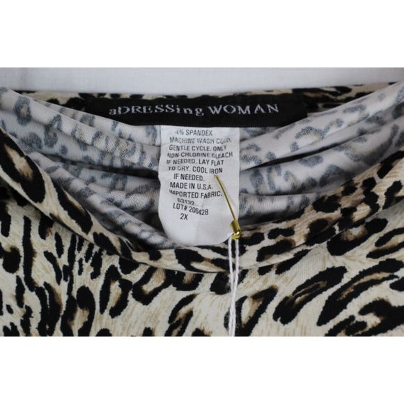 aDRESSing Woman Tunic Top Waterfall Neckline Long Sleeve Animal Print 2X 037 - Picture 2 of 6